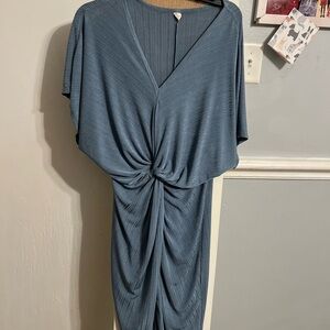 Elegant Blue Draped Women's Dress